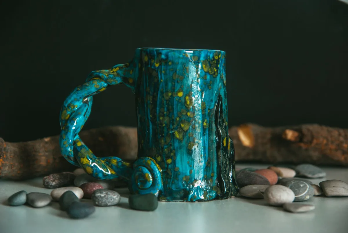 ماگ سفالی لعاب‌دار لالجین